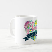 チャオベラかわいいフローラハートと熱帯花 コーヒーマグカップ (正面左)