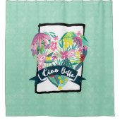 チャオベラかわいいフローラハートと熱帯花 シャワーカーテン (正面)