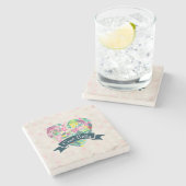 チャオベラかわいいフローラハートと熱帯花 ストーンコースター (横)