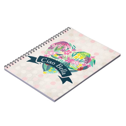 チャオベラかわいいフローラハートと熱帯花 ノートブック (左側)