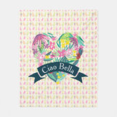 チャオベラかわいいフローラハートと熱帯花 フリースブランケット (正面)