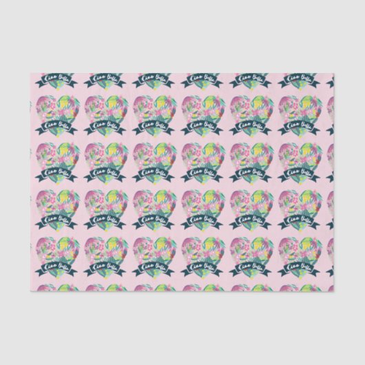 チャオベラかわいいフローラハートと熱帯花 薄葉紙 (正面)