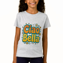チャオベラガールTシャツ - イタリアン グルービー レトロフラワー