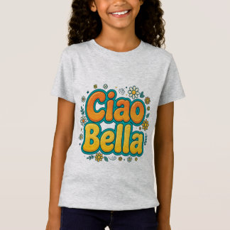 チャオベラガールTシャツ - イタリアン グルービー レトロフラワー Tシャツ