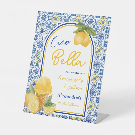 チャオベラタイルイタリアンレモンジェラートブライダルシャワー 台座サイン (正面)