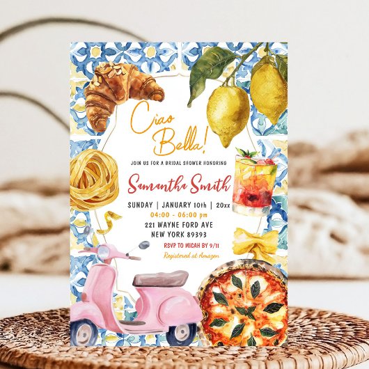 チャオベラディナイタリアンーテーマブライダルシャワー 招待状