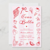チャオベラハンドドローイタリアンドレモンブライダルシャワー 招待状 (正面)