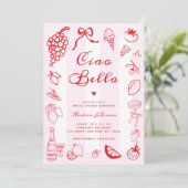 チャオベラハンドドローイタリアンドレモンブライダルシャワー 招待状 (スタンド正面)