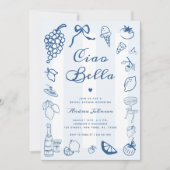 チャオベラハンドドローイタリアンドレモンブライダルシャワー 招待状 (正面)