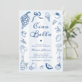 チャオベラハンドドローイタリアンドレモンブライダルシャワー 招待状 (スタンド正面)