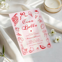 チャオベラハンドドローイタリアンドレモンブライダルシャワー 招待状