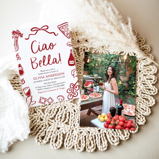 チャオベラハンドドロードピイタリアンザブライダルシャワー 招待状