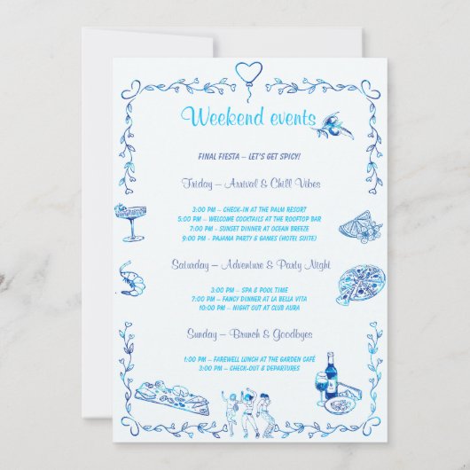 チャオベラバチェロレッテ旅程テンプレート 招待状 (裏面)