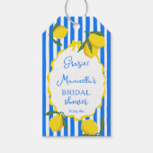 チャオベラブルーストライプブライダルシャワーの賛成 ギフトタグ (正面)