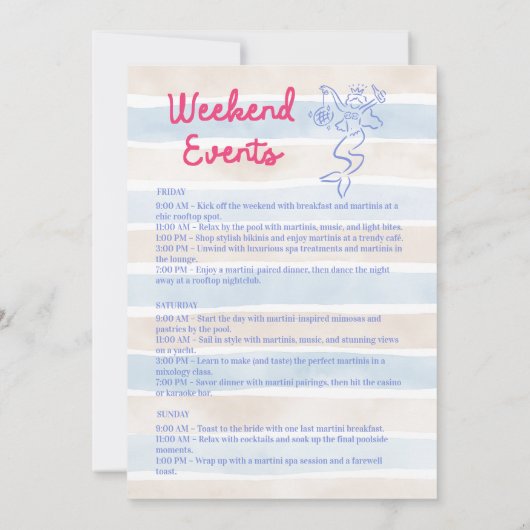 チャオベラマーメイドをテーマにしたバチェロレッテ週末 招待状 (裏面)