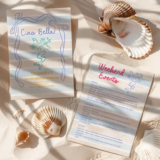 チャオベラマーメイドをテーマにしたバチェロレッテ週末 招待状