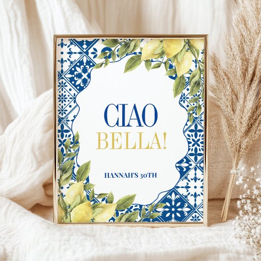 チャオベララドルチェヴィタレモイタリアンンサイン ポスター