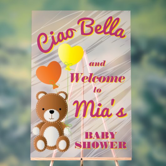 チャオベラ女の子の赤ちゃんシャワー アクリルサイン (ニュートラル)