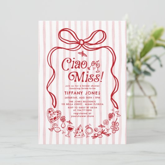 チャオ恋しく思レッドイタリアンレモンブライダルシャワー 招待状 (スタンド正面)