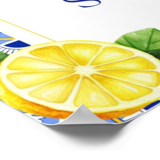 チャオ赤ちゃんシャワイタリアンーブルータイル歓迎サイン ポスター (角)