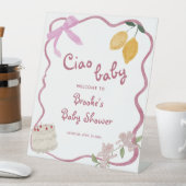 チャオ赤ちゃん女の子の赤ちゃんシャワー歓迎サイン 台座サイン (インサイチュ)