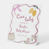 チャオ赤ちゃん女の子の赤ちゃんシャワー歓迎サイン 台座サイン (正面)