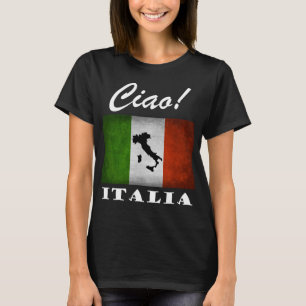 チャオ!イタリアイタリアンのイタリア国旗の地図 Tシャツ