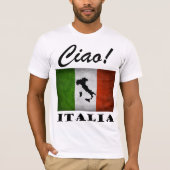 チャオ!イタリアイタリアンのイタリア国旗の地図 Tシャツ (正面)