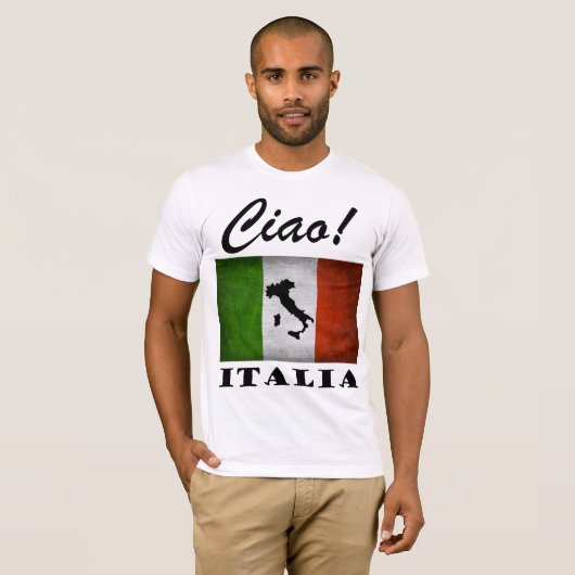 チャオ!イタリアイタリアンのイタリア国旗の地図 Tシャツ (正面フル)