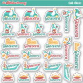 チャオ・イタリア!名前をカスタムするラベル |イタリアのシール シール (正面)