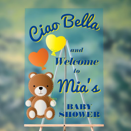 チャオ・ベラ少年の赤ちゃんシャワー アクリルサイン (ニュートラル)