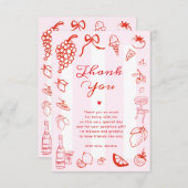 チャオ ベラ イタリアン ハンドドローンブライダルシャワー サンキューカード (正面/裏面)