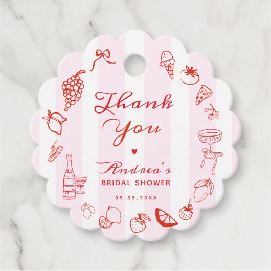 チャオ ベラ 手描き ブライダル シャワー サンクス フェイバータグ (正面)