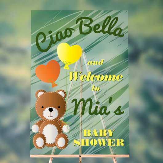 チャオBella赤ちゃんシャワー歓迎フォームボードの看板 アクリルサイン (ニュートラル)