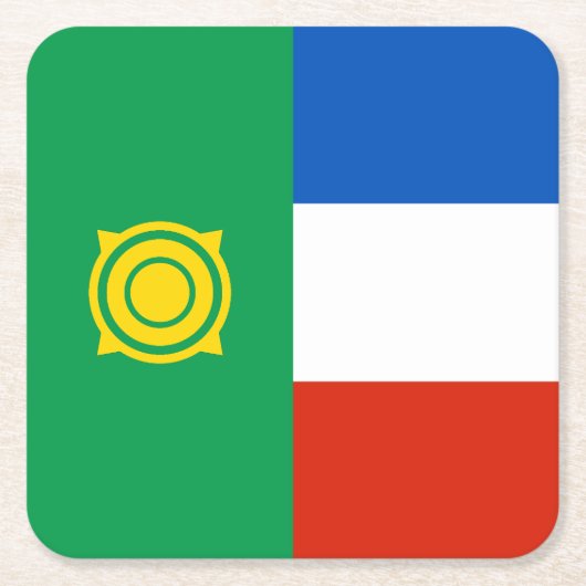 チャカシア国旗 スクエアペーパーコースター (正面)