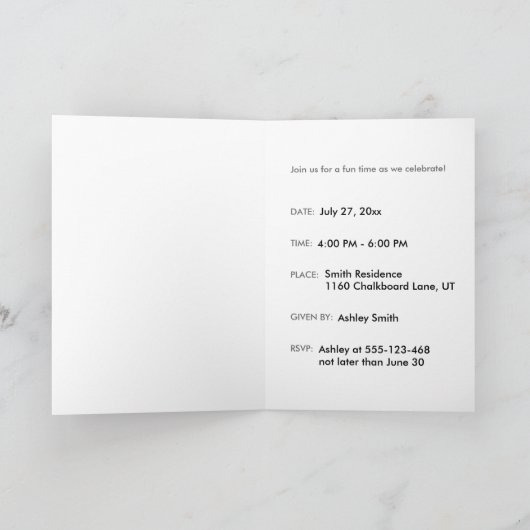 チャカスタムパーソナライズされた招待状フォト誕生日 招待状 (内部)