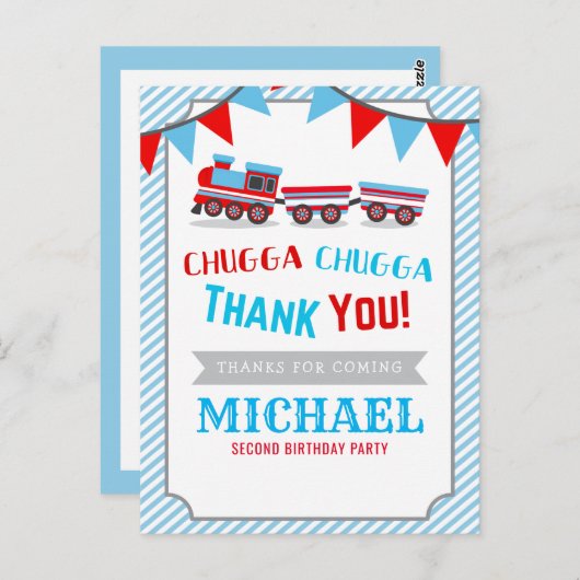チャガチャガ列車の誕生日の赤ちゃん感謝していシャワーあなた ポストカード (正面/裏面)