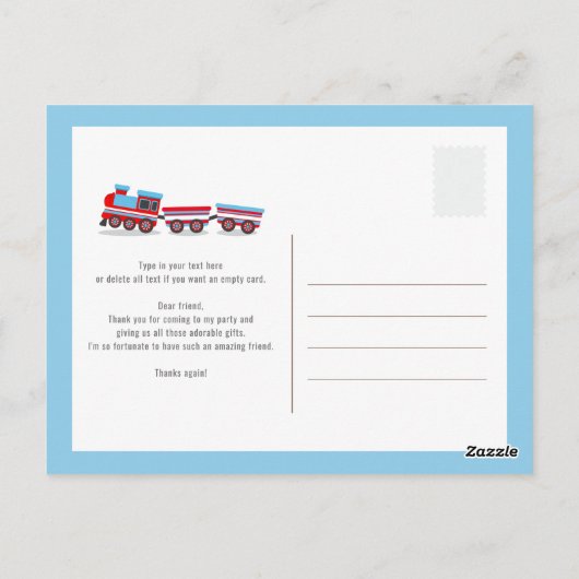 チャガチャガ列車の誕生日の赤ちゃん感謝していシャワーあなた ポストカード (裏面)