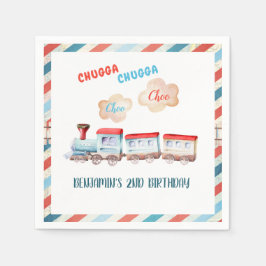 チャガチョオヴィンテージトレインボーイレッドブルー誕生日 スタンダードカクテルナプキン