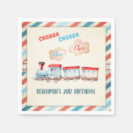 チャガチョオヴィンテージトレインボーイレッドブルー誕生日 スタンダードカクテルナプキン