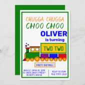 チャガ・チョ・チョ・ボーイの2歳の誕生日 招待状 (正面/裏面)