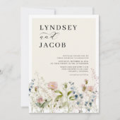 チャクウォーターカラーワイルドフラワーフローラ結婚ズ 招待状 (正面)