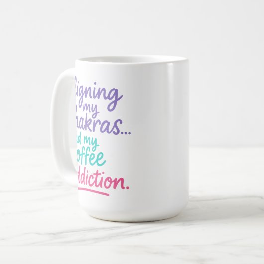 チャクラとコーヒー中毒の調整 コーヒーマグカップ (正面左)