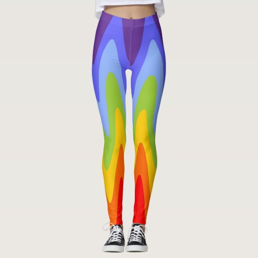 チャクラの色/虹 – 波高 レギンス (正面)