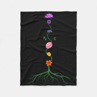 チャクラの7つの色の花、ヨガと フリースブランケット