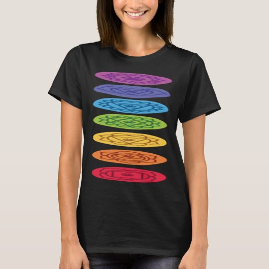 チャクラキャットポーズヨガ Tシャツ (正面)