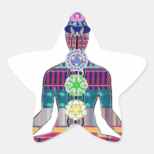 チャクラダイアグラムYoga Meditation Peace NVN630おもしろい 星シール (正面)