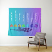 チャクラツリーポーズ：スピリチュアルアートヨガ瞑想 タペストリー (インサイチュ(横))