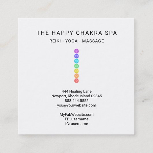 *~*チャクラヒーリングメディテーションSun Lotus Pose Man スクエア名刺 (裏面)