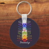チャクラフラワーズゼンヨガスピリチュアル パーソナライズされた キーホルダー (正面)